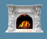 White Marble Stone Cherubs Fireplace Mantel SC-FP38